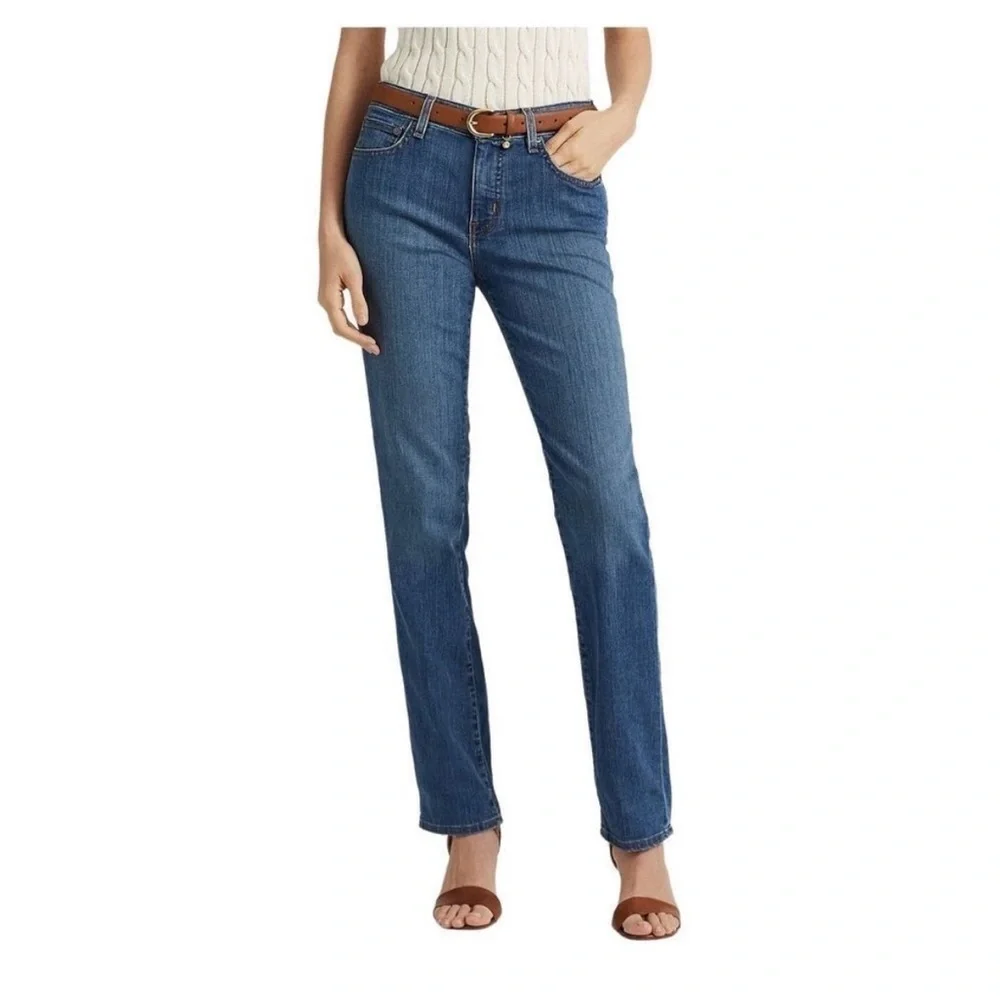 Lauren Ralph Lauren Modern Straight Curvy Jeans Size 4 Medium Wash Stretch